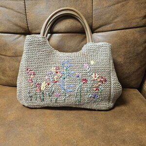 Brown with beautiful stitched flowers